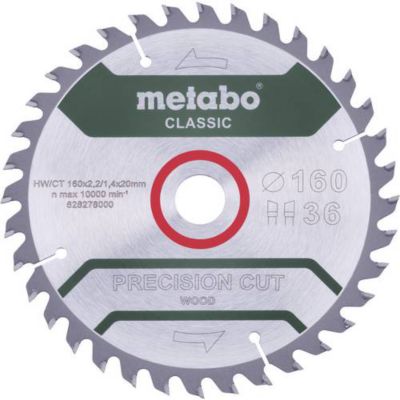 Metabo PRECISION CUT WOOD CLASSIC 628278000 Lame de scie circulaire 160 x 20 x 1.4 mm Nombre de dents: 36 1 pc