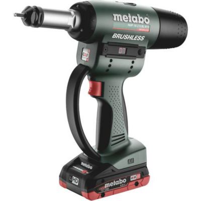 Pistolet pour écrous à sertir sans fil Metabo NMP 18 LTX BL M10 601788800 18 V 4 Ah Li Ion + chargeur + 2 batteries