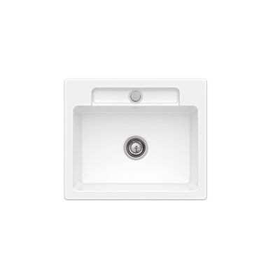 Evier 1 bac VILLEROY ET BOCH Siluet 60 Snow CeramicPlus avec vidage automatique
