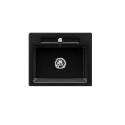 Evier 1 bac VILLEROY ET BOCH Siluet 60 Chromite CeramicPlus avec vidage automatique