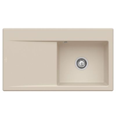 Evier cuve à droite avec vidage automatique VILLEROY ET BOCH Subway 50 almond ceramic plus