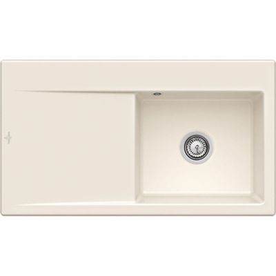 Evier 1 cuve avec vidage automatique VILLEROY ET BOCH Subway 50 flat crème ceramic plust