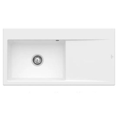 Evier a encastrer 1 bac VILLEROY ET BOCH Subway Style 60 egouttoir à droite vidage automatique Stone CeramicPlus