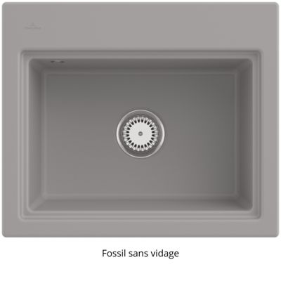 Evier VILLEROY ET BOCH Subway Style 60 Fossil CeramicPlus vidage manuel finition aluminum brossé