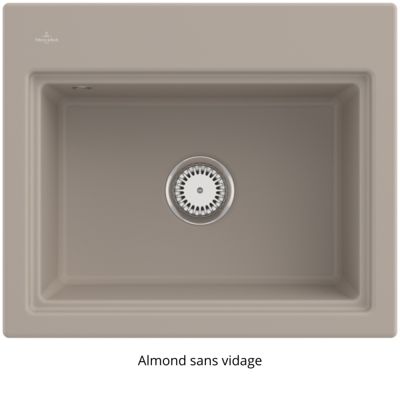 Evier VILLEROY ET BOCH Subway Style 60 Almond CeramicPlus vidage manuel finition