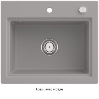 Evier VILLEROY ET BOCH Subway Style 60 Fossil CeramicPlus vidage automatique finition