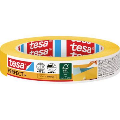 tesa Perfect+ 56536 00000 00 Ruban de masquage Washi 50 x 19 mm jaune
