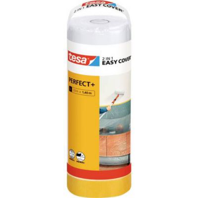 tesa Easy Cover Perfect+ recharge 33 x 140 cm film de masquage jaune avec ruban Washi