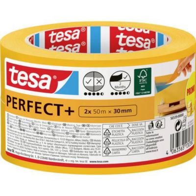 tesa Perfect+ 56539 00000 00 Ruban de masquage peinture Washi 2 x 50 x 30 mm jaune