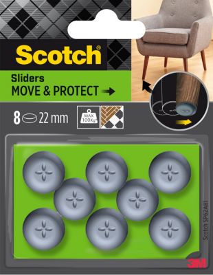 Patin glisseur adhésif rond gris Scotch ø22 mm, lot de 8