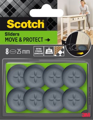 Patin glisseur adhésif rond gris Scotch ø25 mm, lot de 8