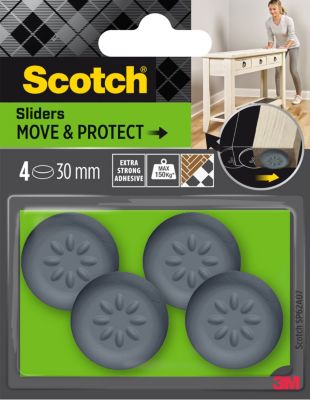 Patin glisseur adhésif rond gris Scotch ø30 mm, lot de 4