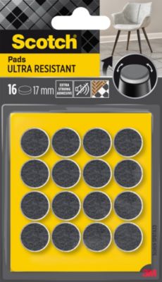 Patin en feutre laine adhésif rond gris Scotch ø17 mm, lot de 16