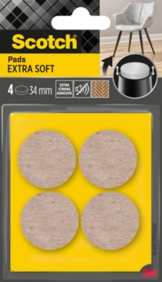 Patin en feutre laine adhésif rond beige Scotch ø34 mm, lot de 4