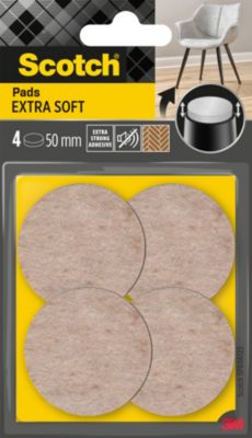 Patin en feutre laine adhésif rond beige Scotch ø50 mm, lot de 4