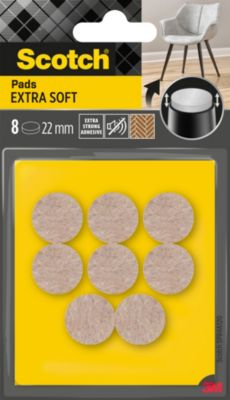 Patin en feutre laine adhésif rond beige Scotch ø22 mm, lot de 8