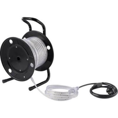 Ruban LED 230 VAC 25 avec connecteur mâle froid 6500 K sur enrouleur