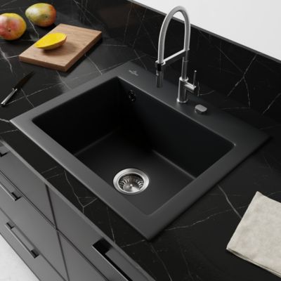 Évier en céramique 1 cuve à encastrer Villeroy & Boch Subway noir mat - Villeroy Et Boch