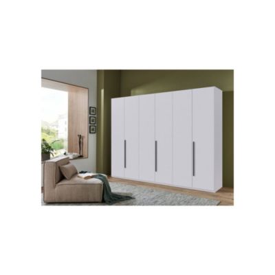 Armoire Wimex London Blanc 270 cm 6 portes battantes et 3 tiroirs poignées graphite