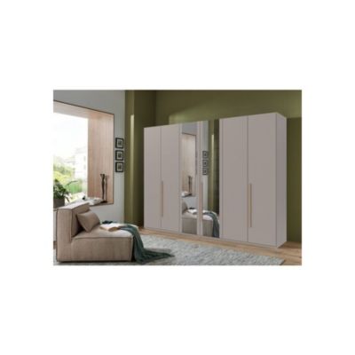 Armoire London WIMEX Gris Sahara 6 portes battantes avec 2 miroirs et 3 tiroirs 270x58x208 cm