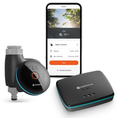 GARDENA smart Water Control Set - commande d'arrosage multizone jusqu'à 6 zones, passerelle et capteur inclus