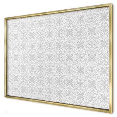 Tableau métal magnétique Wallfluent 100x70 symétrie géométrique dans un cadre doré Mémos & Organisation image