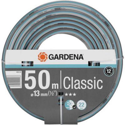 Tuyau d'arrosage 13 mm (1/2") Gardena Classic 50 m, PVC gris-bleu