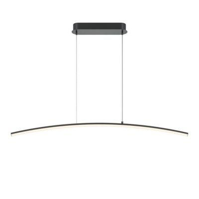 Maytoni Curve Plafonnier suspendu de bar moderne à intensité variable, noir, 800 lm, abat-jour blanc image
