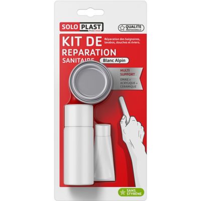 Kit de réparation sanitaire Solo Plast 12ml blanc alpin