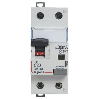 411003 Disjoncteur Différentiel 20a - 30ma - Type Ac - 1p+n - 2 Modules - Neutre à Droite - Auxiliarisable - Legrand