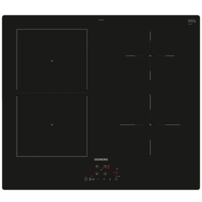 Table de cuisson induction 60cm 4 foyers 6900w noir Siemens ED61RBSB6E iq500