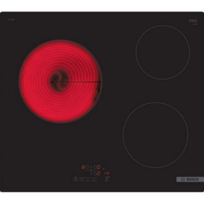Table de cuisson vitrocéramique 60cm 3 feux 5700w noir Bosch PKM611BB8E série 4