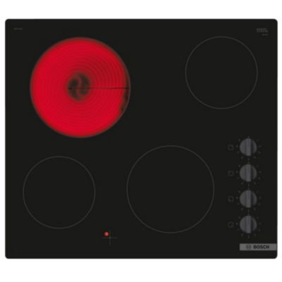 Table de cuisson vitrocéramique 60cm 4 feux 6600w noir Bosch PKE611CA8E série 2