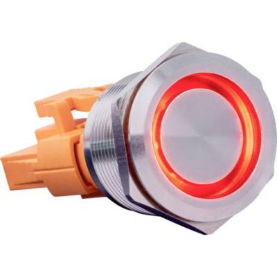 BUTTON22C RD Bouton poussoir inox 22 mm 250 VAC LED