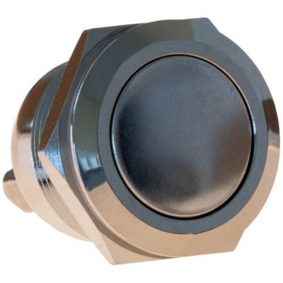 Bouton poussoir inox 19 mm tête 22 mm à rappel IP65 montage encastré