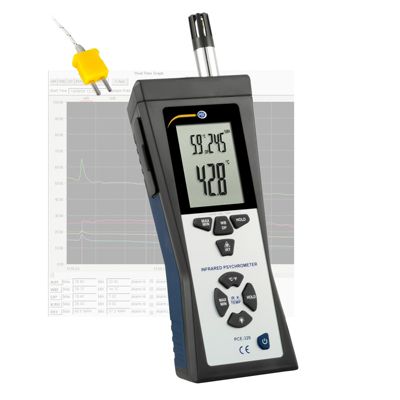 Thermohygromètre calcul du point de rosée et la température du bulbe humide + la température superficielle sans mémoire.