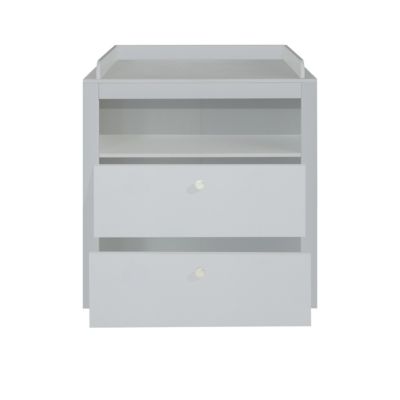Meuble Bébé-Enfant - Commode avec plan à langer - Mélaminè - Blanc - 96 - 104 - 69 cm