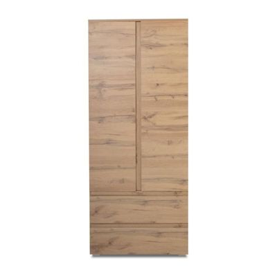 Armoire chambre adulte IMAGE 7 - Décor chene - 2 portes + 2 tiroirs - L80 x H191 x P40 cm