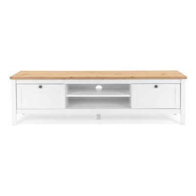 Meuble TV 2 tiroirs Décor chêne artisan et 160 x P 45 x H 40 cm BERGEN - vue 2