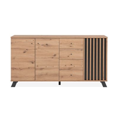 Buffet 3 portes et 4 tiroirs décor chêne artisan L160 cm - LUBLIN