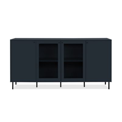 Buffet 4 Portes dont 2 Vitrées Bleu Marine L180 cm - BOGOTA