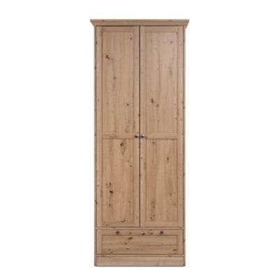 Armoire d'entrée 2 portes à cadre, 5 étagères et 1 tiroir L80 cm - TIMBER