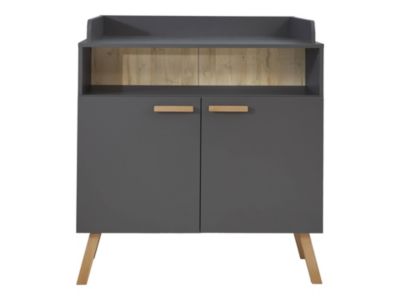 Meuble Bébé-Enfant - Commode avec plan à langer - Mélaminé - Gris - 96 - 103 - 77 cm