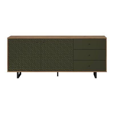 Buffet bas - SENTRA - Vert foncé - 2 portes, 3 tiroirs - 124 x 40 x 136 cm - TRENDTEAM