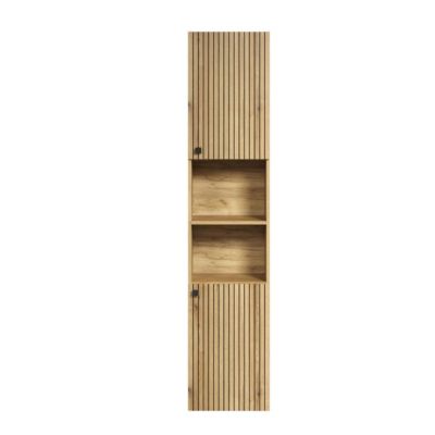 Colonne de salle de bain rainurée 2 portes, 2 niches H186 cm - PUREBLISS