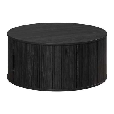 Table basse ronde TRENDTEAM 80 cm chêne noir MDF avec rangement intégré