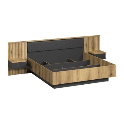 Lit double ESTEBAN TRENDTEAM 180 x 200 Chene blond Anthracite