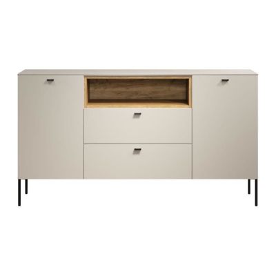 Buffet - SAO PAULO - Cachemire / Chene blond - 2 portes, 1 niche, 2 tiroirs - 154 x 42 x 85 cm - TRENDTEAM