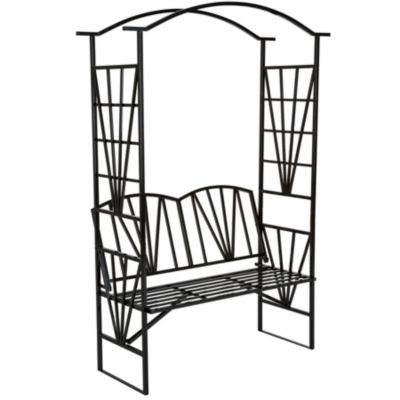 Arche de jardin banc et portillon en acier résistant - vue 2