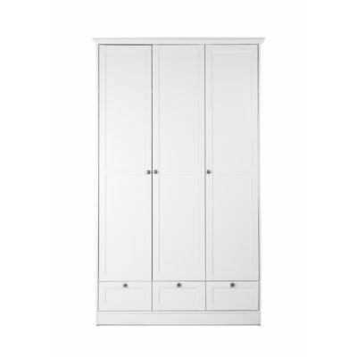 Armoire 3 portes et 3 tiroirs blanc L120 cm LANDWOOD